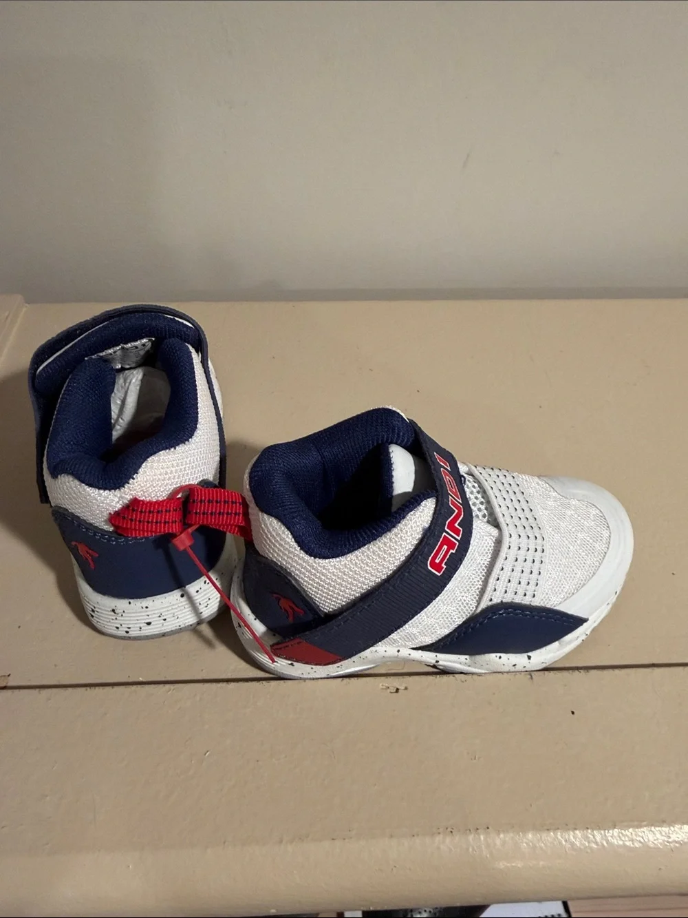 And1 White and Navy Kids Hook-and-Loop Sneakers